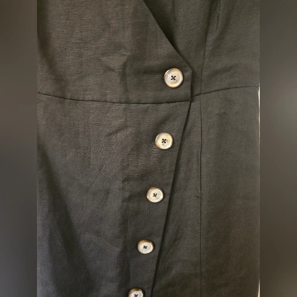 NWT Ann Taylor Linen Black‎ Button-Down Dress